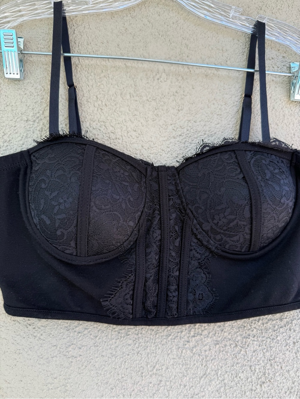 Haute Monde Black Lace Longline Bustier Bralette